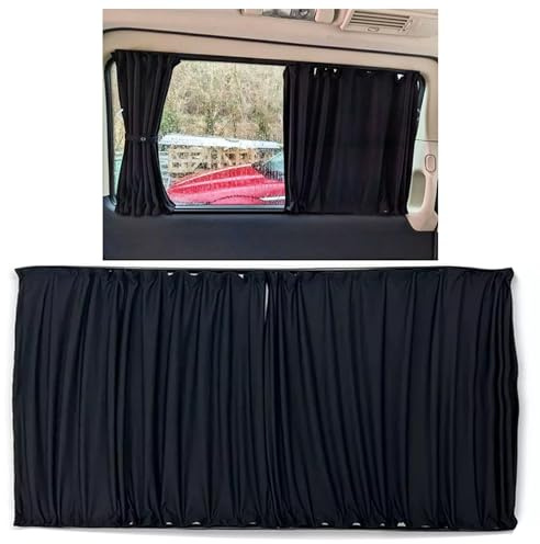 Universal Blackout Side Window Barn Blinds Curtain Fitting Kit with Straight Rails for Camper Vans, Motorhomes, Boats and Trailers Durable, Easy to Install (1, Black, 73 cm with 140 cm Rail)