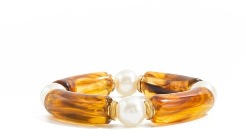 Zuoeay Modisches elastisches Armband aus marmoriertem Harz mit elastischem Kunstwerk, geeignet für Damen, Accessoire für verschiedene Anlässe, Harzperle