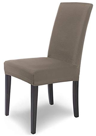 SCHEFFLER-Home Stuhlhussen Stretch Mia/Schwingstuhl Stuhlhusse Braun-Taupe/Microfaser Stuhl Bezug waschbar als Stuhlabdeckung & Husse Stuhl Überzieher/Stuhlhussen Schwingstühle