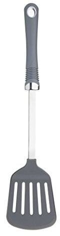 Kitchen Craft - Spatule Plate à Trous Professionnelle en Nylon et Manche Souple, 36 x 10.5 x 3 cm - Couleur Gris et Argent