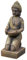 gartendekoparadies.de Buddha-Statue auf einem Podest, Steinfigur, H. 43 cm, 9 kg, aus Steinguss frostsicher für Außenbereich (Gold)