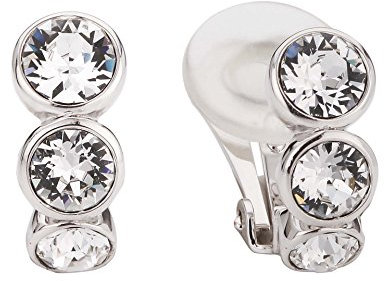 Traveller Ohrclip - Platiniert - Preciosa Kristalle - Silberfarbe - 14x6 mm - 155805
