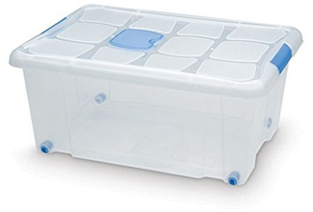 Plastic Forte Caja de Almacenamiento, Nº3 36 litros Transparente 25x59x40cm con Ruedas