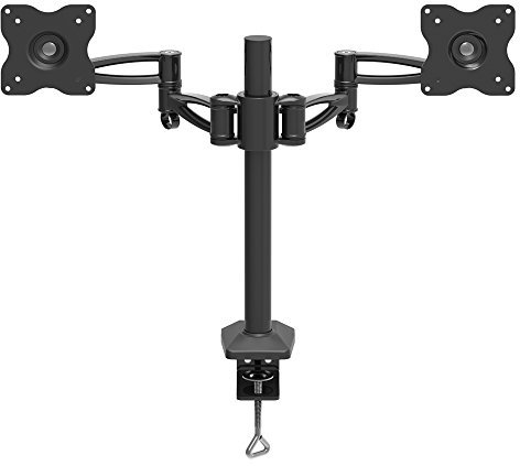 Barkan Soporte PC Monitor Doble para Pantallas de 13-29 Pulgadas, Brazo Monitor de Escritorio para 2 Pantalla Plana/Curva, Peso máximo 6Kg, Altura Ajustable, para Mesa hasta VESA 100x100
