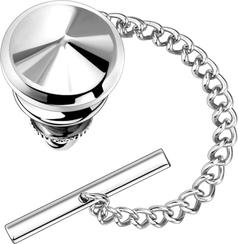 AMITER Shiny Tie Tack Clip for Men Square Tie Pins - Silver Necktie Pin Best Gifts for Wedding Business Formal