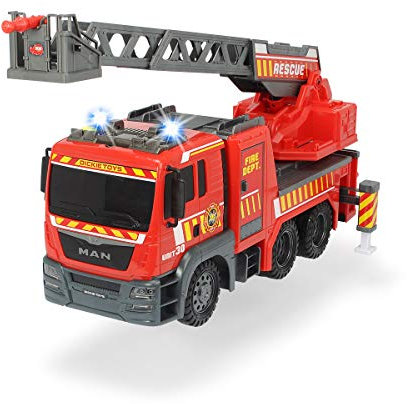 Dickie Toys 203719017 Fire Engine Échelle de pompier avec échelle de pompier rétractable Lumière & son Piles incluses Multicolore 54 cm