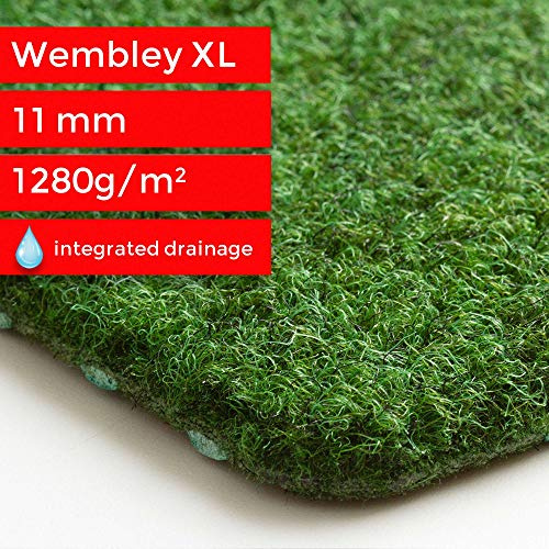 Steffensmeier Kunstrasen Nadelfilz Wembley XL | 8 mm | integrierte Drainage mit Noppen | Balkon, Terrasse, Garten | Meterware | Größe: 200x200 cm