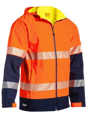 Bisley Workwear UKBJ6934T_TT05 Ripstop Softshell-Jacke mit langärmeligem Ripstop, langärmelig, 3M Klebeband, 260 g/m², Orange/Marineblau, Größe XXL