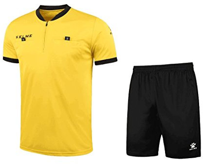 KELME Pro Soccer Referee Jersey Uniform Short Sleeve - Includes Ref Shirt and Shorts