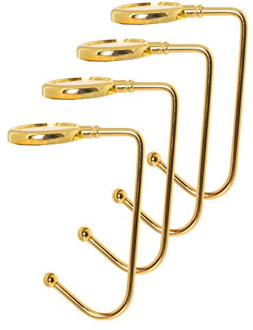 BELLE VOUS Weihnachtsstrumpf Halter für Kamin (4 Stk) - Haken für Weihnachtssocken Gold mit Anti Rutsch Griff zum Nikolausstrumpf Aufhängen – Weihnachtsdeko für Nikolausstiefel, Kamin, Kaminsocken