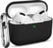 Ouwegaga Schutzhülle für AirPods Pro Case, Schutzhülle aus Silikon, stoßfest, mit Karabiner, kompatibel mit Apple Airpods Pro, Schwarz