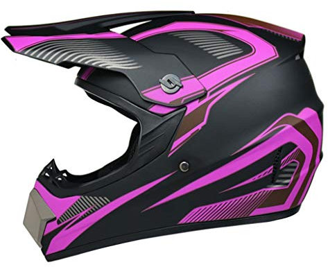 TYXTYX Casque Moto Cross Femme Rose, Casques Motocross Casque Moto MTB Full Face Casque Scooter Integral pour Moto ATV Sport Kart Motoneige, avec Lunettes Gants Masque Motocross