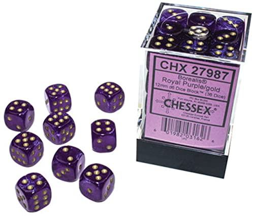 Chessex Borealis Light Green Luminary D6 12 mm Dice Set CHX27987, Violett