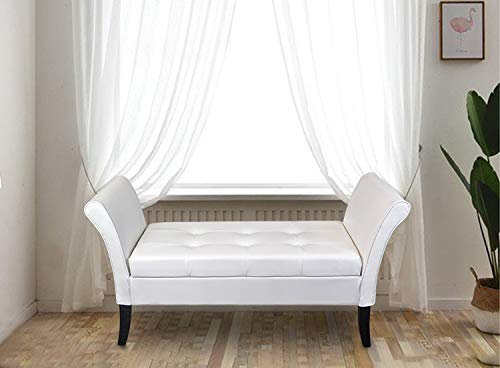 HomeHarmony® Balmoral PU Leather Easy To Assemble Window Seat Storage Ottoman Bed Sofa Bench (White)
