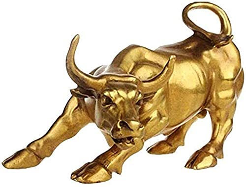 Desktop-Skulptur Stier Statue Gold Bronze Tier Skulptur Kunst Statuette Feng Shui Ornamente Dekoration Zubehör Luck Messing Handwerk Modell Dekoration Zubehör (Color : Gold, Size : 12cm)