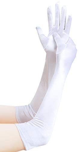 EORUBE 1920s Handschuhe für Damen Ellenbogen Lange Satin Handschuhe Party Kostüm (Weiß)