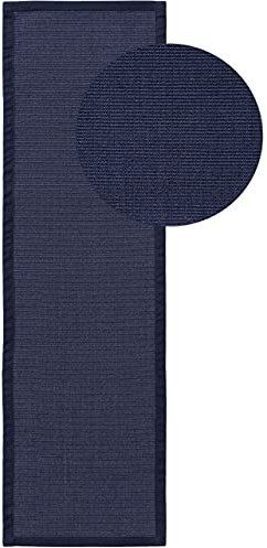 benuta Nest Sisalteppich Sana - 100% Sisal - Läufer & im Style: Bordüre, Uni, Natural Living - Pflegeleicht für Wohnzimmer Schlafzimmer, Blau, 70x300 cm