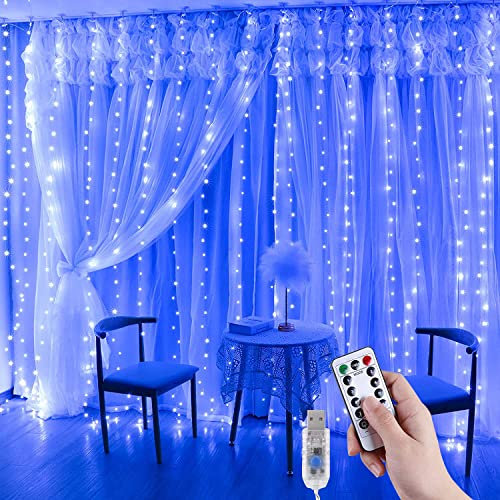 Anpro Fairy Lights,300 LED USB String Lights, 8 Light Models for Party Decoration,3x3 Meters with Remote Control,Indoor Lighting,Bedroom,Wedding Decor