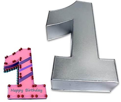Global Outlet Ltd 0-9 Number Large Individual Cake tins for Baking, Birthday, Wedding Anniversary & Parties, Metallic Cake molds (1)