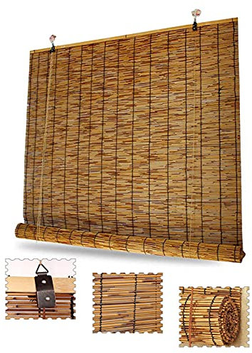 Sonakia Bambus Vorhang, Dekorative Retro-schilfjalousien, Handgewebte Römische Strohvorhänge, Für Fenster/türen/terrassen, Natürliche Rollläden Mit Uv-Schutz/wärmedämmung,Brown-110x180cm/43 * 71in