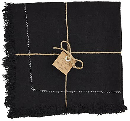 Mud Pie Serviette mit Stickerei, Baumwolle, 45,7 x 45,7 cm, Schwarz