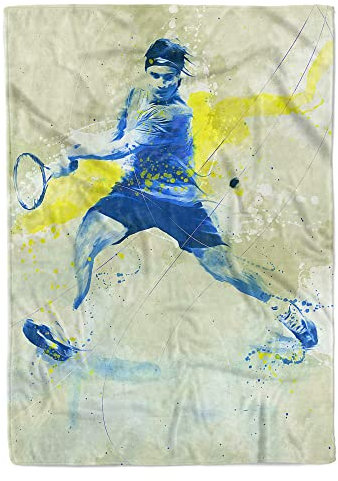 SplashArt Sport Handtuch Strandhandtuch Saunatuch Kuscheldecke Kunstvoll Tennis II Sporth Größe 140 x 70 cm