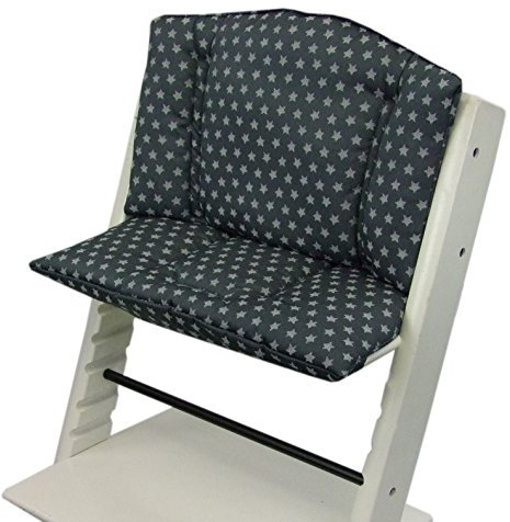 BAMBINIWELT Ersatzbezug Bezug Sitzkissen Kissen-Set Sitzverkleinerer kompatibel mit STOKKE Tripp Trapp für Hochstuhl-Kinderstuhl Sterne (dunkelgrau Sterne)