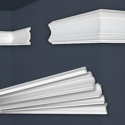 MARBET DESIGN Stuckleisten XPS Styropor weiß - Wandleisten Bordüre Styroporleisten E-Leisten - (2 Meter / 1 Leiste E-30)