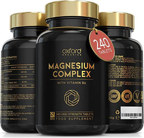 Advanced Magnesium Complex with Vitamin B6 | Made in The UK | Magnesium Supplements for Restless Leg Syndrome Relief, Leg Cramps & Sleep | Mag Citrate, Oxide & VIT B6 | 240 Capsules