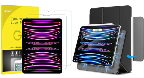 JETech für iPad Air 5/4 10,9 Zoll, iPad Pro 11 Zoll (2022/2021/2020/2018 Modelle) Schutzfolie und Magnetische Hülle Bündel
