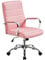 Yaheetech Silla Giratoria de Oficina Sillón de Trabajo con Respaldo Tapizado Asiento Sintético Altura Ajustable Rosa