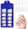 Molain Lot de 100 faux ongles longs en forme de cercueil mat en acrylique Couverture complète (Blanc)