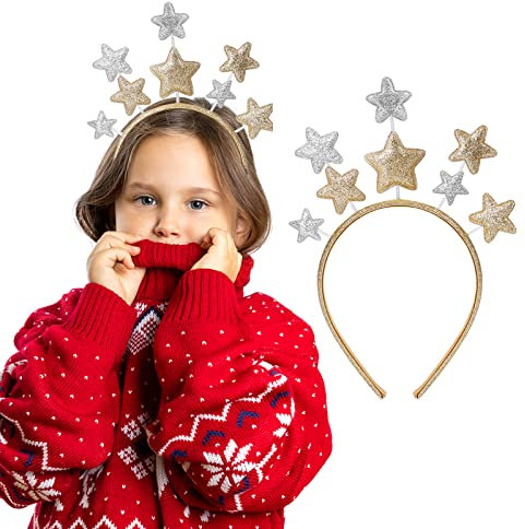 WLLHYF Halloween Sterne Haarreifen Glitzernde Sterne Haarband Glitzer Band Zubehör Weihnachten Haarschmuck Stern Haarbandfür Frauen Kinder Erwachsene Festival Urlaub Geburtstagsfeier Party