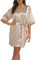 Teemie Vestaglia Donna Kimono Sexy Accappatoi Notte In Raso Sposa Pigiama Scollo V Con Cintura Seta Camicia Vestaglie Corta Camicie Accappatoio Indumenti Elegante Casa Abito Nozze Festa Giallo S