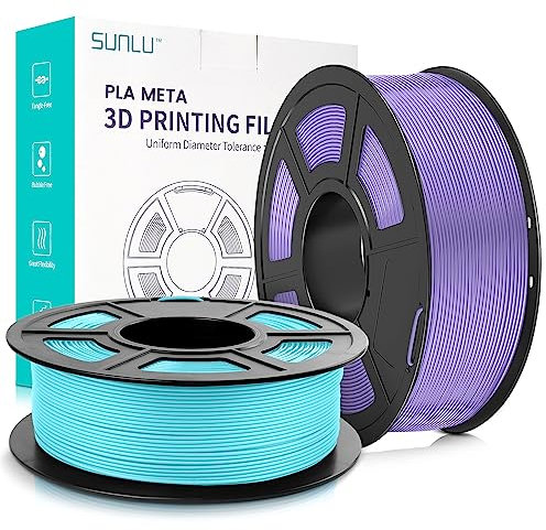 SUNLU High Speed PLA Meta Filament, 2kg PLA 3D Druckerfilament 1,75 mm, Robusteres 3D Druckfilament, Maßgenauigkeit +/- 0,02 mm, 2kg Insgesamt, 1kg pro Spule, 2er-Pack, Eisblau+Taro Lila
