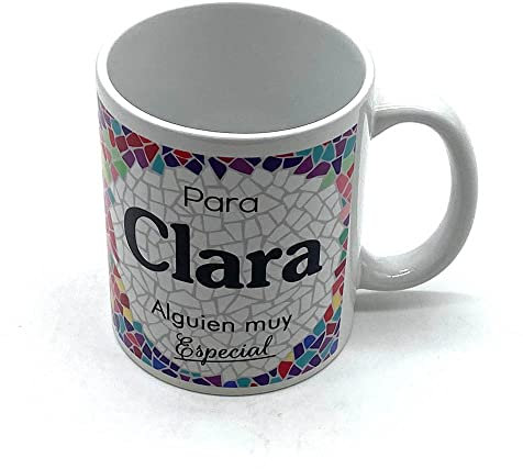 PLUS HOME Taza personalizada con nombre. Regalos personalizados con nombre y texto. Tazas con frases originales.CLARA