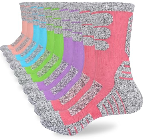 KOOOGEAR Womens Ladies Cushioned Walking Hiking Work Socks Black Anti Blister Thick Winter Sports Support Socks for Womens 4-7 Multipack Non Slip Cotton Thermall Athletic Socks 5 Pairs
