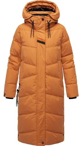 Navahoo Damen Wintermantel Warmer Steppmantel lang mit Kapuze Kuschelmausi S-XXL