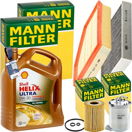 Inspektionspaket + 5L SHELL 0W-30 Motoröl passend für A1 8X 2.0 TDI
