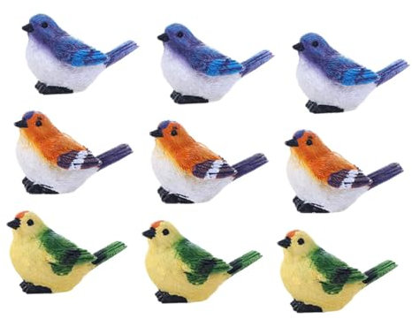 Supvox Spielzeuge 9st Vogel-Statue Ostern Baumschmuck Kleine Vogelfiguren Terrarium Basteln Selber Machen Gartenvogelfigur Mini-tierfiguren Künstliches Vogelnest Vogelpark Harz Kuchen