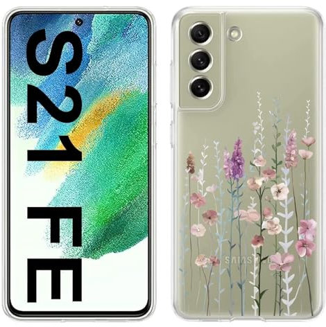 Kaywzo Hülle für Samsung Galaxy S21 FE,Transparent TPU Handyhülle mit Gemälde Blume Muster,Ultradünn Stoßfester Schutzhülle,Schön Silikon Cover Case-3