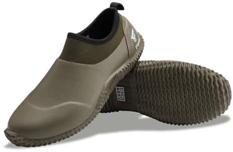 8 Fans Men's Garden Shoes Waterproof Rain Boots Neoprene Muck Mud Shoes with Memory Foam Insoles for Gardening, Farming(Green Size11)