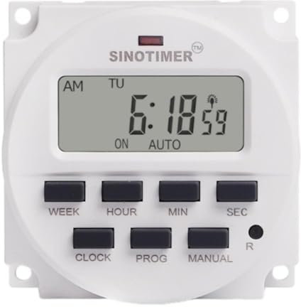 7 Tage Programmierbar Zeitschalter,Zeitregler,TM618SH 5V 12V 24V 110V 220V 1 Sekunde Intervall-Digital-LCD-Timer-Schalter Wöchentlich programmierbares Zeitrelais Mit Countdown (12V)