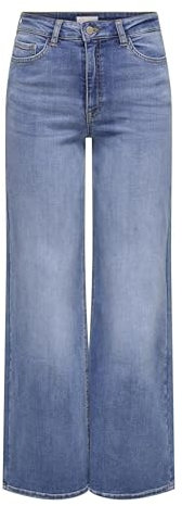 JdY Jdyfelina-fina Hw Wide Med Blue DNM Noos Jean Large, Denim Bleu médium, XL / 30L Femmes