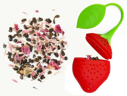 Tea Infuser Loose Tea Maker Leaf Strainer Herbal Spice Silicone Filter Diffuser (Strawberry)
