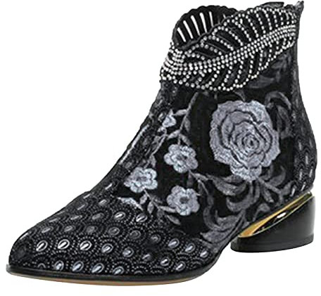 Stivali di Gomma Stivaletto Donna Basso Stivaletti Donna con Tacco Largo Stivaletto Donna Estivo con Zeppa Stivali Alti da Pescatore Stivaletti Donna con Tacco Brillantini Anfibi Donna Platform