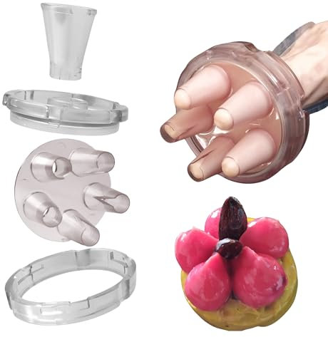 Chefinov - Set Multidouille Onyx - 5 douilles Saint Honoré - Douilles pâtisserie - Une seule pression le décor est réalisé. Fabriqué en France