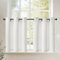 TOPICK Scheibengardinen Küche 2er Set 60Hx 95B cm Weiß Bistrogardine mit Ösen Modern Gardinen Kurz Halbtransparente Leinenoptik Küchengardinen für Kleine Fenster Wohnmobil Küchenfenster