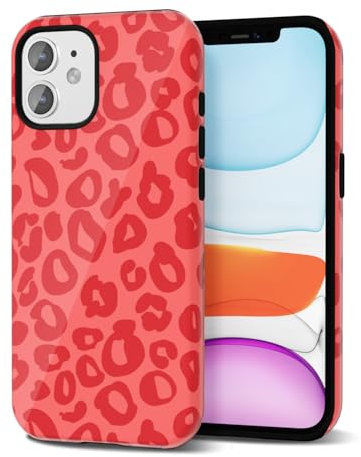 Svanove Cheetah Print Phone Case for iPhone 11, Girly Cute Leopard Case for Women, Luxury Trendy Retro Cool Animal Print Design, Aesthetic Pattern Y2k Slim Hard Shell Plastic Cover, Red