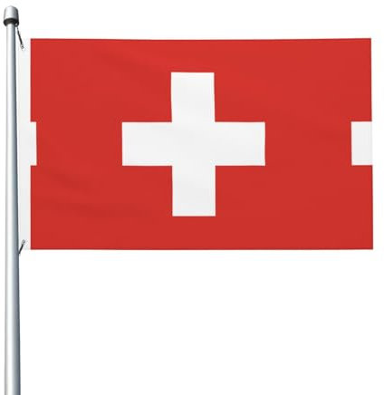 Bandera suiza para exteriores, 91 x 152 cm, extra grande, doble cara, impresa, festiva, celebración, jardín, decoración